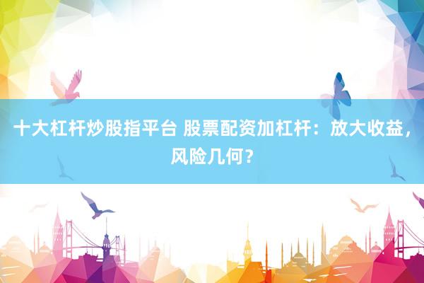 十大杠杆炒股指平台 股票配资加杠杆：放大收益，风险几何？