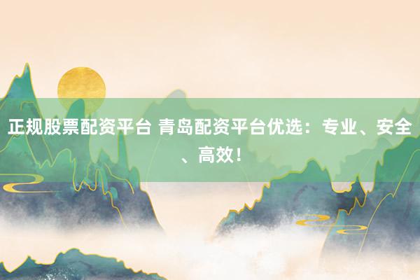 正规股票配资平台 青岛配资平台优选：专业、安全、高效！