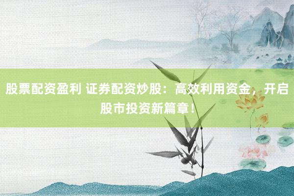 股票配资盈利 证券配资炒股：高效利用资金，开启股市投资新篇章！