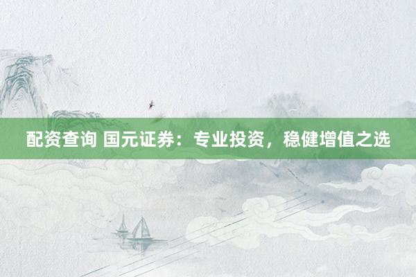 配资查询 国元证券：专业投资，稳健增值之选