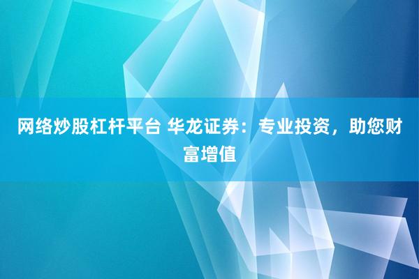 网络炒股杠杆平台 华龙证券：专业投资，助您财富增值