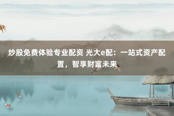 炒股免费体验专业配资 光大e配：一站式资产配置，智享财富未来