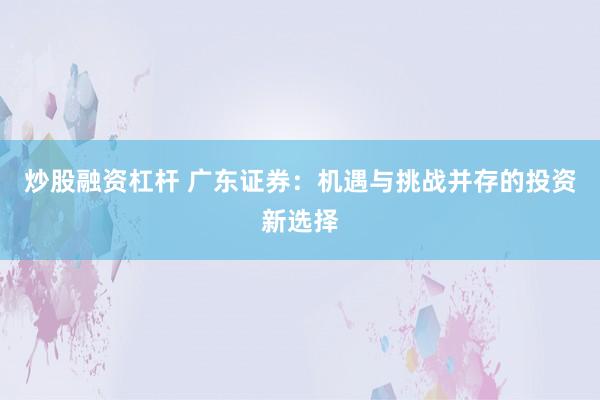 炒股融资杠杆 广东证券：机遇与挑战并存的投资新选择