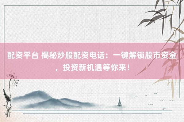 配资平台 揭秘炒股配资电话：一键解锁股市资金，投资新机遇等你来！