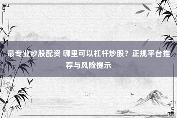 最专业炒股配资 哪里可以杠杆炒股？正规平台推荐与风险提示