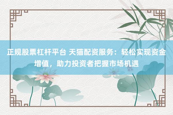 正规股票杠杆平台 天猫配资服务：轻松实现资金增值，助力投资者把握市场机遇