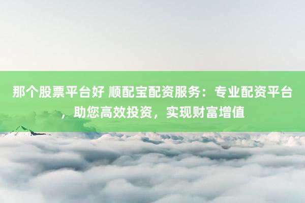 那个股票平台好 顺配宝配资服务：专业配资平台，助您高效投资，实现财富增值