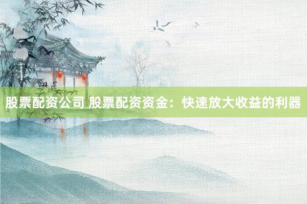 股票配资公司 股票配资资金：快速放大收益的利器