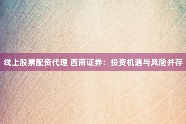 线上股票配资代理 西南证券：投资机遇与风险并存