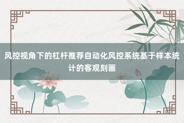 风控视角下的杠杆推荐自动化风控系统基于样本统计的客观刻画