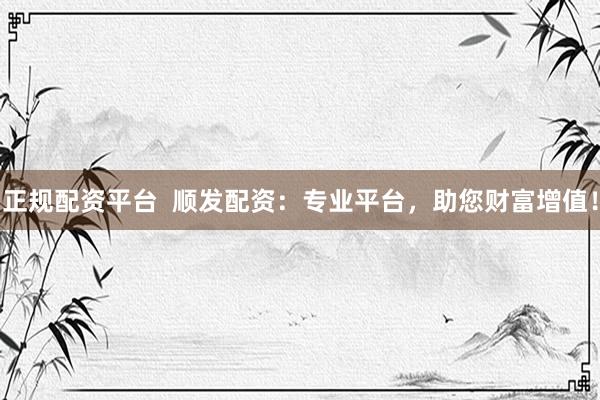 正规配资平台  顺发配资：专业平台，助您财富增值！