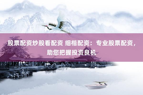 股票配资炒股看配资 细楷配资：专业股票配资，助您把握投资良机