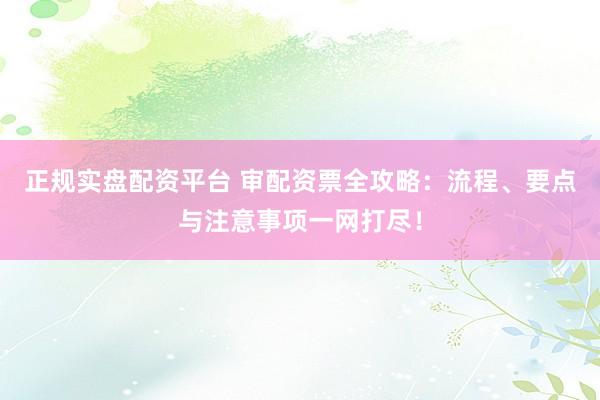 正规实盘配资平台 审配资票全攻略:流程、要点与注意事项一网打尽!