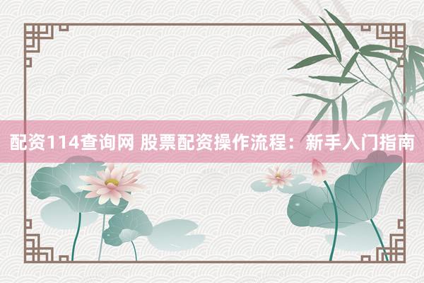 配资114查询网 股票配资操作流程：新手入门指南