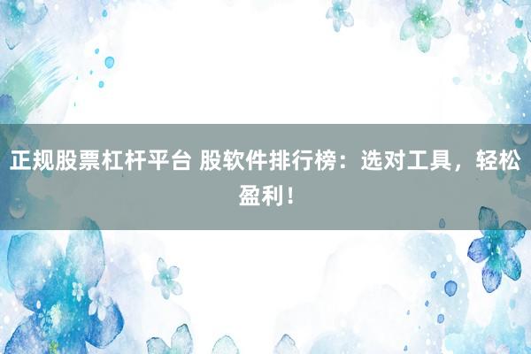 正规股票杠杆平台 股软件排行榜：选对工具，轻松盈利！